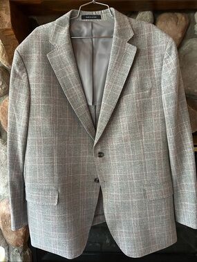 Awearness Kenneth Cole Modern Fit Stretch Windowpane Sport Coat - 48 Regular